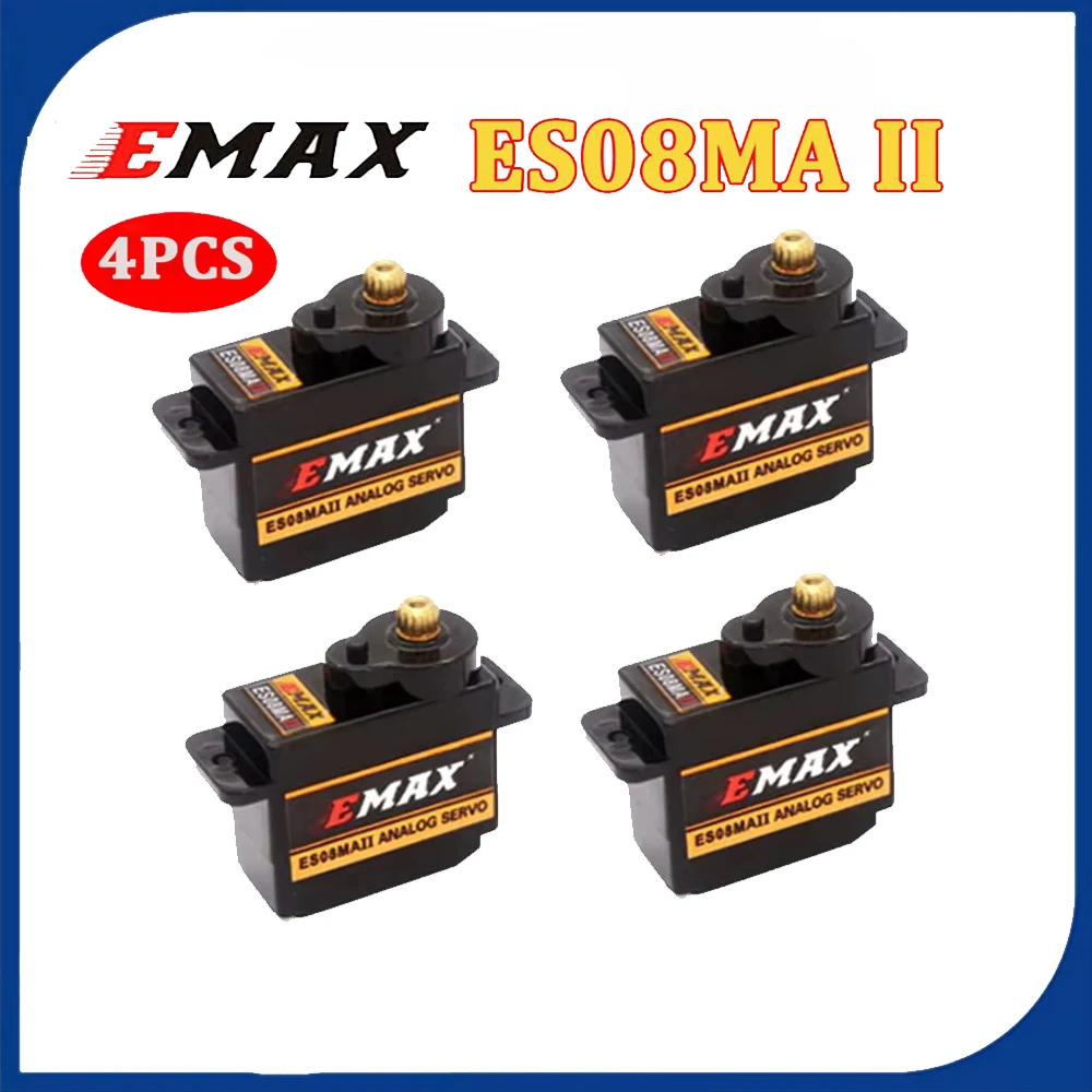 4PCS EMAX ES08MA ES08MAII 12g Mini Metal Gear Analog Servo for RC Toy Car Boat Helicopter Airplane RC Robot Replacement Parts