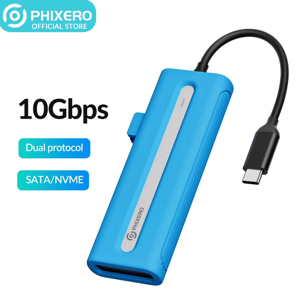 Phixero M2 Ssd Hoesje Nvme Sata Dual Protocol M.2 Naar Usb Type C 3.1 Ssd Adapter Voor Nvme Pcie Ngff Sata Ssd Disk Box M.2 Ssd Cas