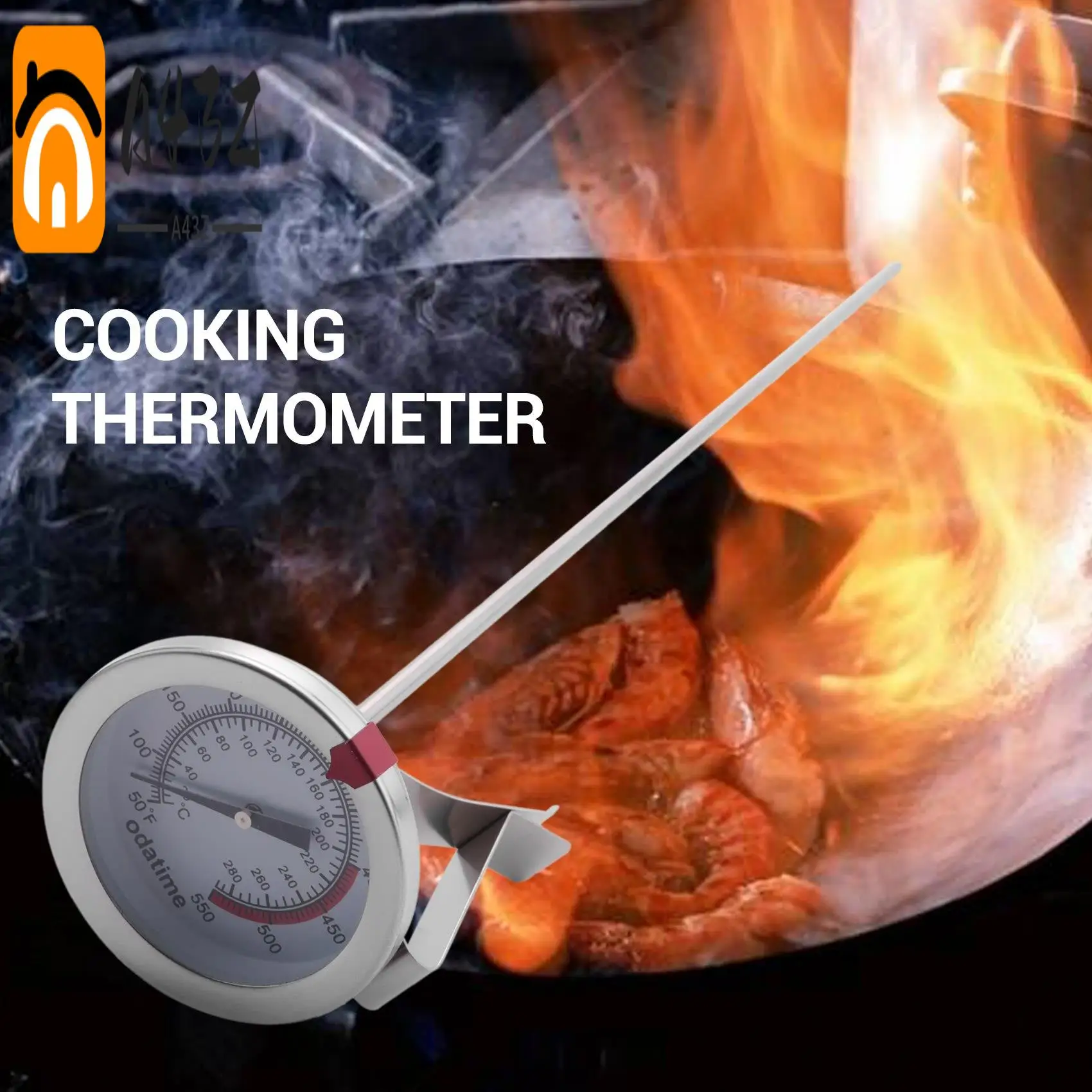 

A43Z-12 Inch Mechanical Meat Thermometer Instant Read, Long Stem, Waterproof, No Battery Required, Stainless Steel Deep Fry Ther