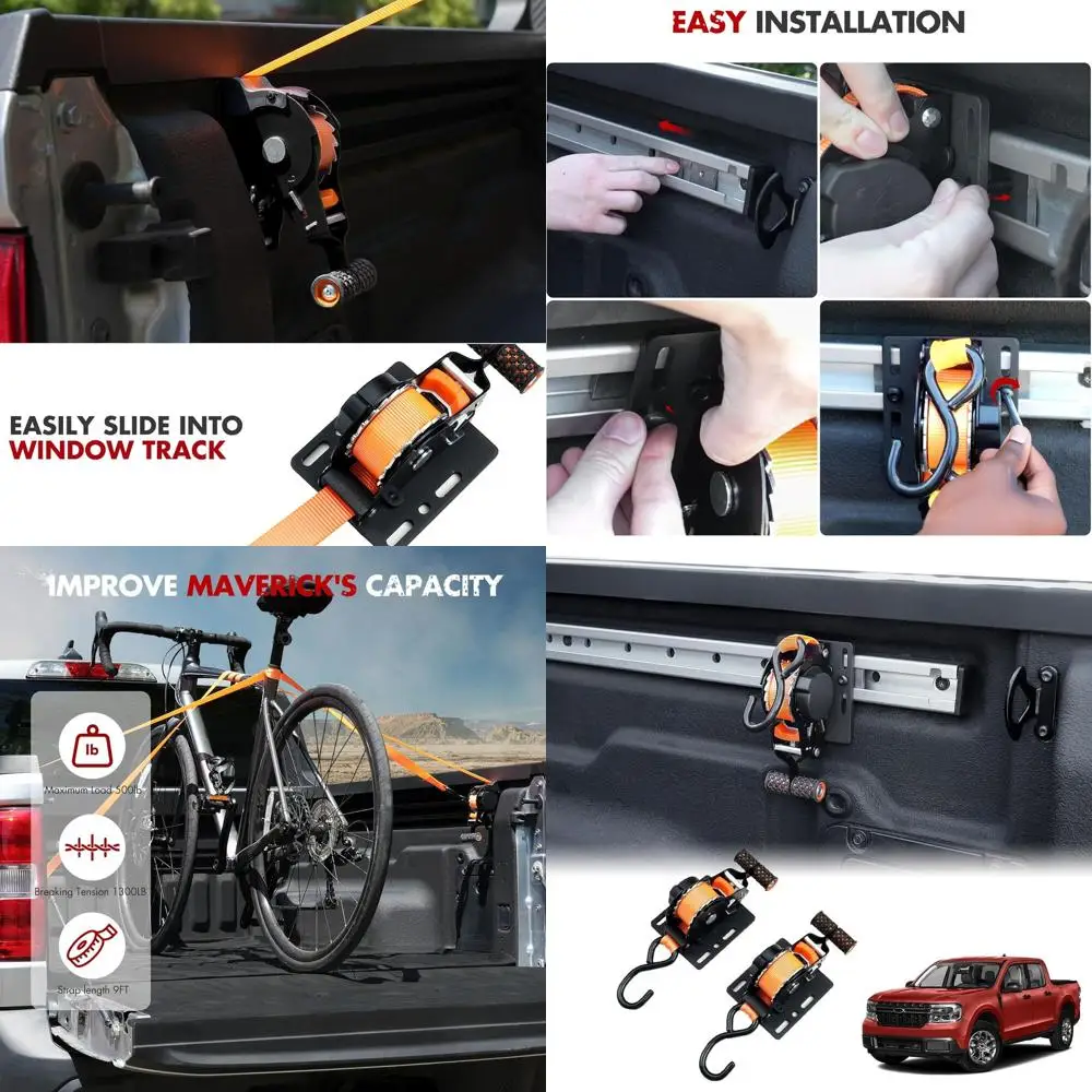 أشرطة سقاطة قابلة للسحب متوافقة مع 2022-2025 فورد مافريك 2 قطعة سرير شاحنة سحب تلقائي نظام الأشرطة الثقيلة