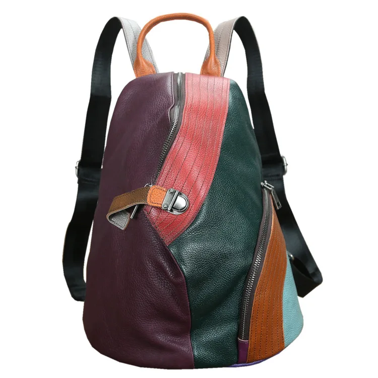 Vintage Hand-Rubbed Leather Backpack for Women, Artisan Crafted Top-Grain Cowhide Rucksack, Chic Retro Daypack