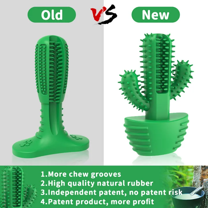 Dog Cactus Interactive Rubber Chew Toys For Small Large Dogs Tooth Cleaning Toothbrush For Small Large Dogs Treat Dispenser Pet