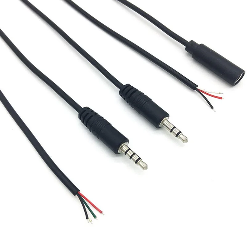 25CM 2.5mm earphone Male Female 3pole 4pole Audio Extension Wire Connector Cable Plug 3pin 4pin DIY Repair wire Adapter 1/5pcs L