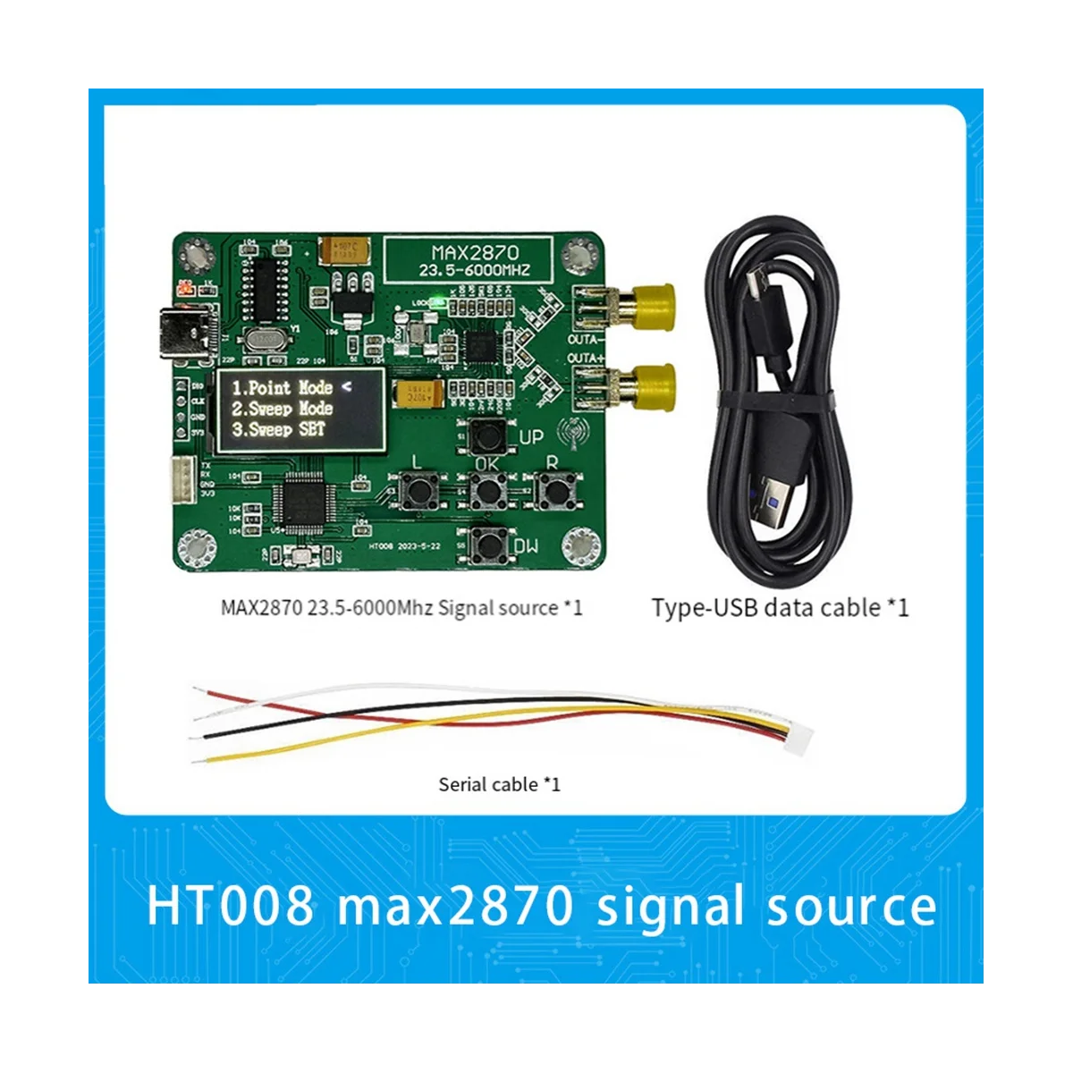 HT008 Signal Source MAX2870 STM32 23.5-6000Mhz Signal Generator Signal Source Support Point/Sweep Mode