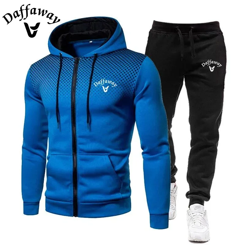 Men\'s autumn and winter zipper wool men\'s sportswear hooded sweatshirt pants sportswear two-piece set sportswear2024new