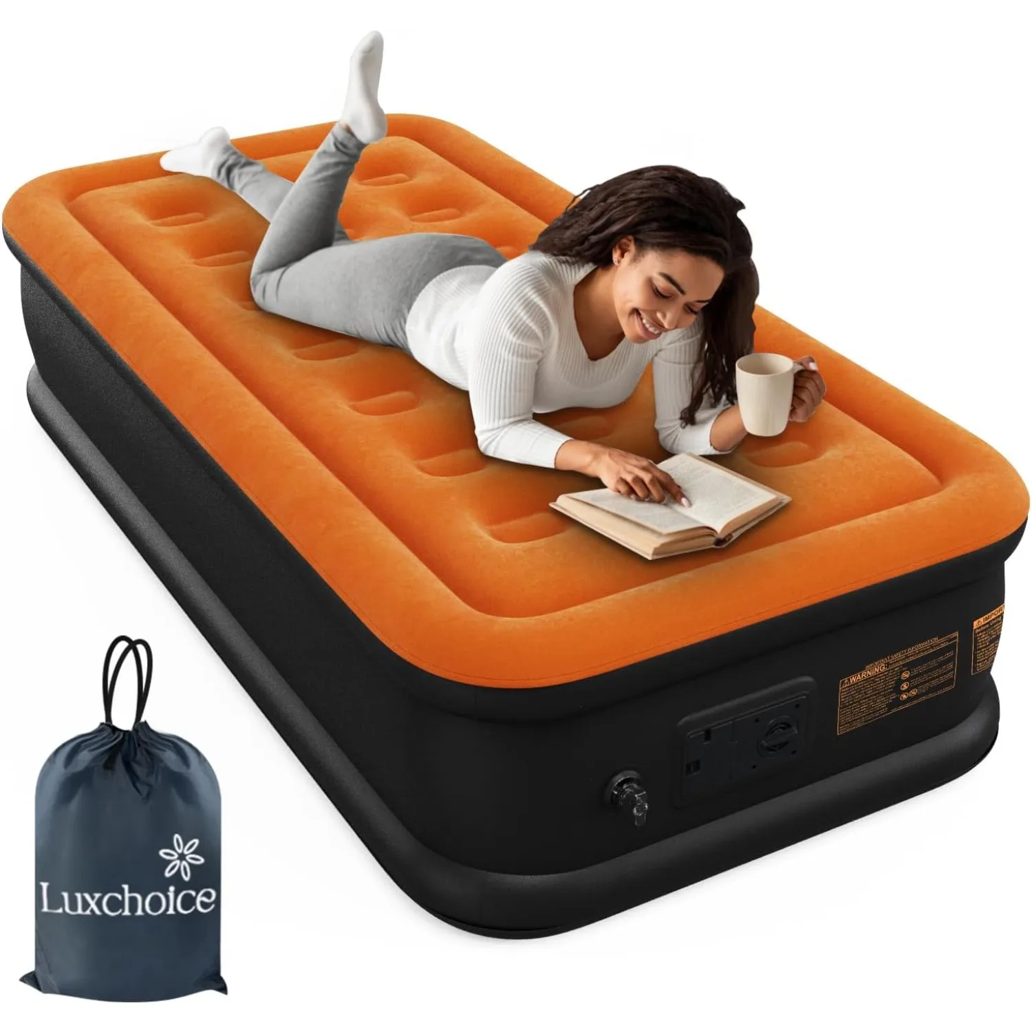 

Inflatable Mattress with Built-in Pump Twin Camping Air Mattress Quick Inflation Deflation Blow Up Mattresses Air Bed