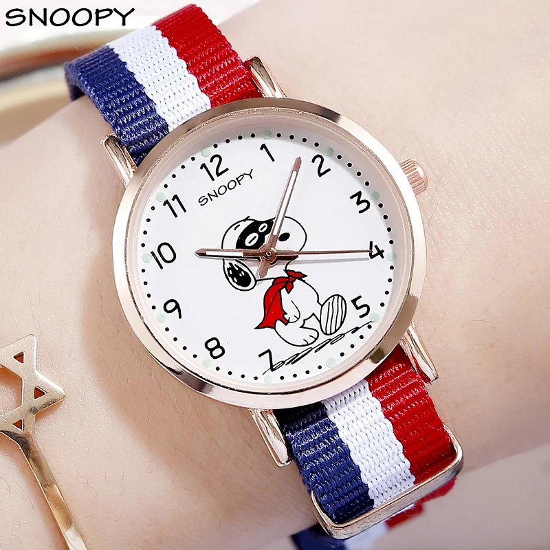 Snoopy Kids Quartz Watch Cartoon детские часы для девочек Ultra-light Nylon Strap Teenager Boy Girl Unisex Student שעון דיגיטלי