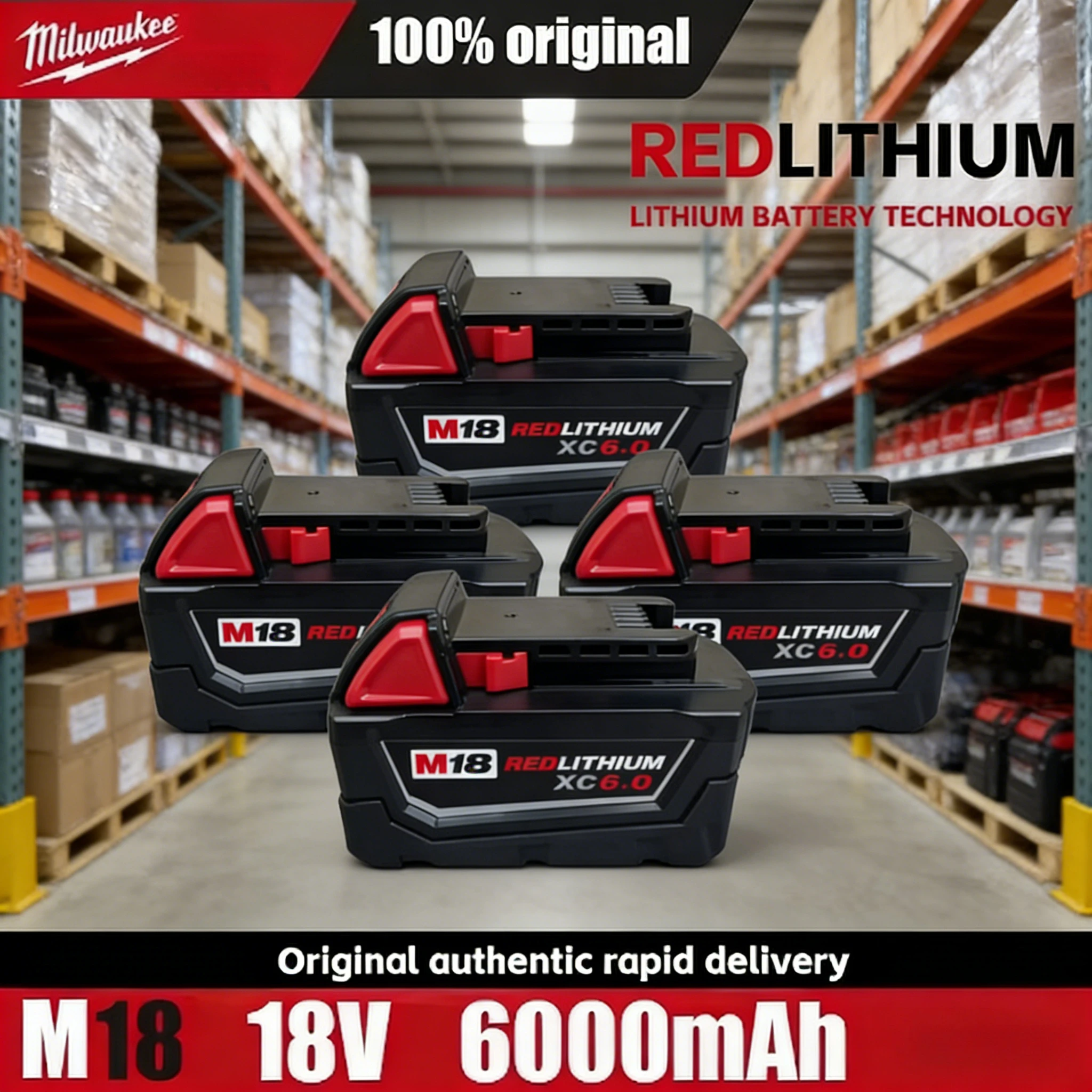 

Milwaukee M18 18V 6.0Ah Li-ion Replacement Battery for 48-11-1850 48-11-1828 48-11-1840 All Cordless Power Tools