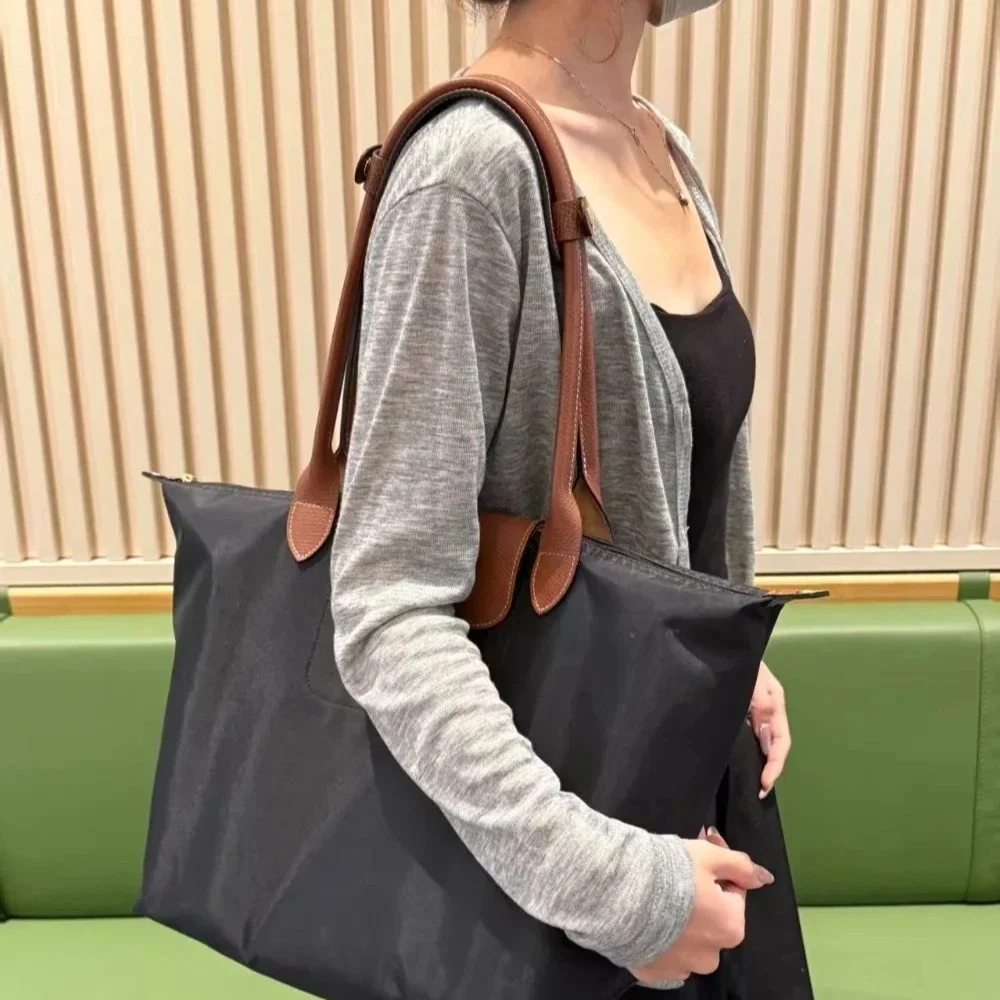 Y2K Women’s Shoulder Tote Bag 48cm Large Capacity Foldable Handbag for Work Commuting Travel Daily Use