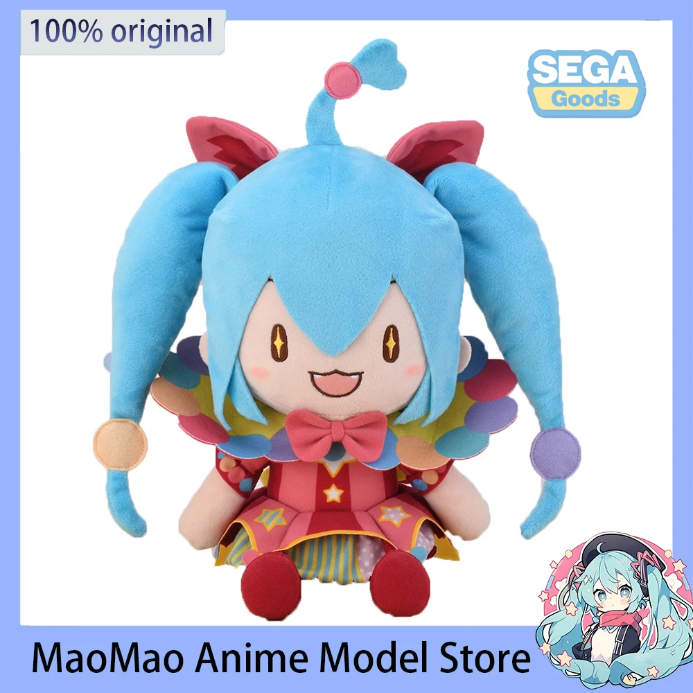 

In Stock Original SEGA Hatsune Miku clown fufu plush Toys Anime Peripherals Children's Dolls 27cm Cartoon Gift