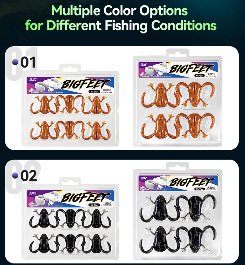 Kingdom 4 Stück Hochelastischer TPE Frosch-Angelköder 34mm 6,2g 43mm 11g Schwimmender Silikon-Swimbait Bass-Köder für Süßwasser-Angeln – Detail 7