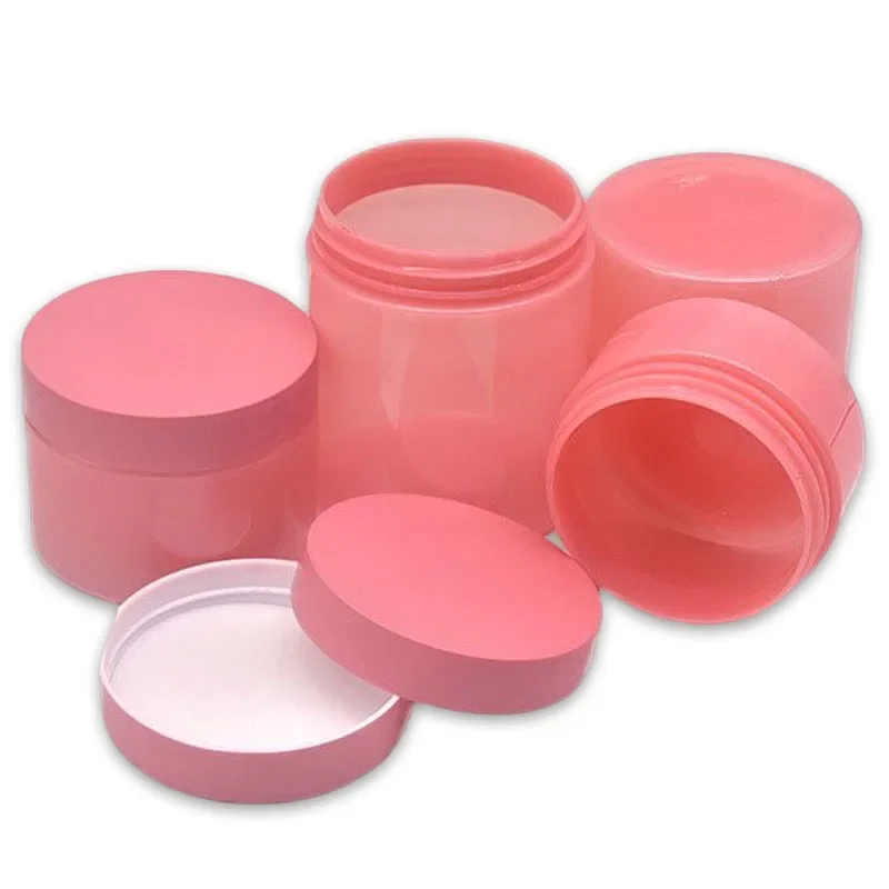 12Pcs 100/150/200/250g Pink Plastic Face Cream Jars PET Empty Cosmetic Bottles Refillable Facial Cream Eye Cream Containers Tin