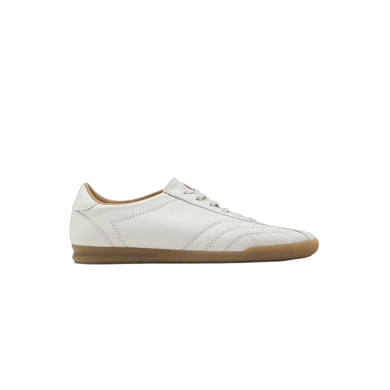Withered Nordic Minimalist Women's Shoes Casual Cowhide Leather Sneakers Lace-up Flat Sneakers Shoes Retro German Training Shoes