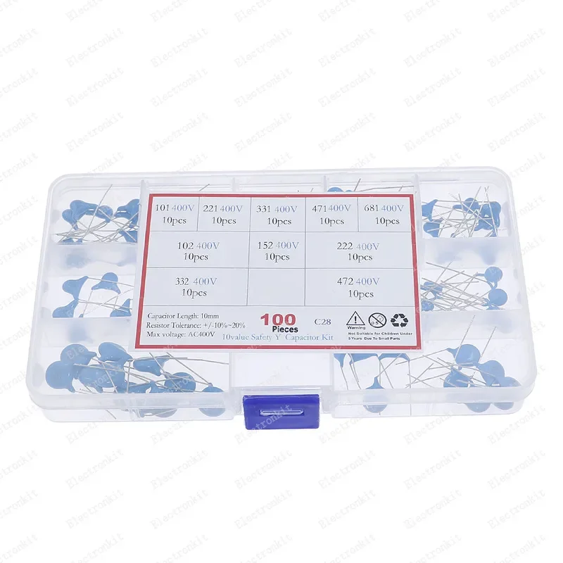 100 ชิ้น 10 มูลค่า 100pF - 4.7nF ความปลอดภัย Y Capacitor ชุดสารพันชุด 400VAC 101 221 331 471 681 102 152 222 332 472
