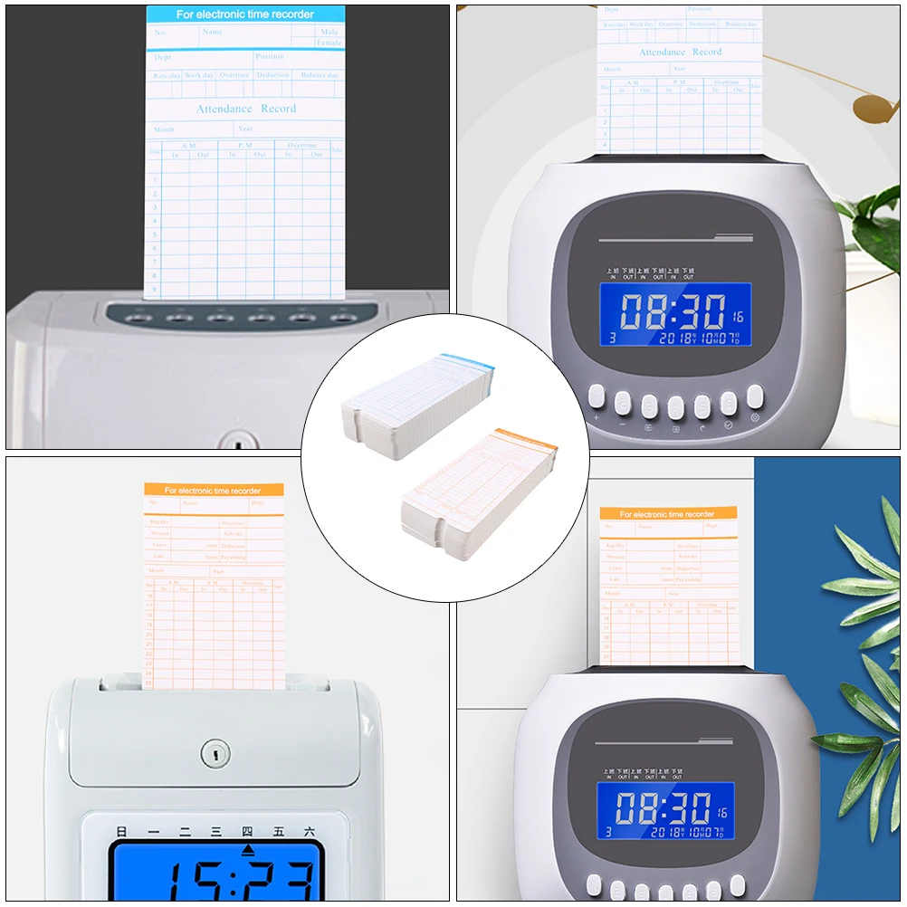 

200 Sheets Attendance Cards Simple Design Employee Time Clock Paper Office Supplies Punching Record Daily Use
