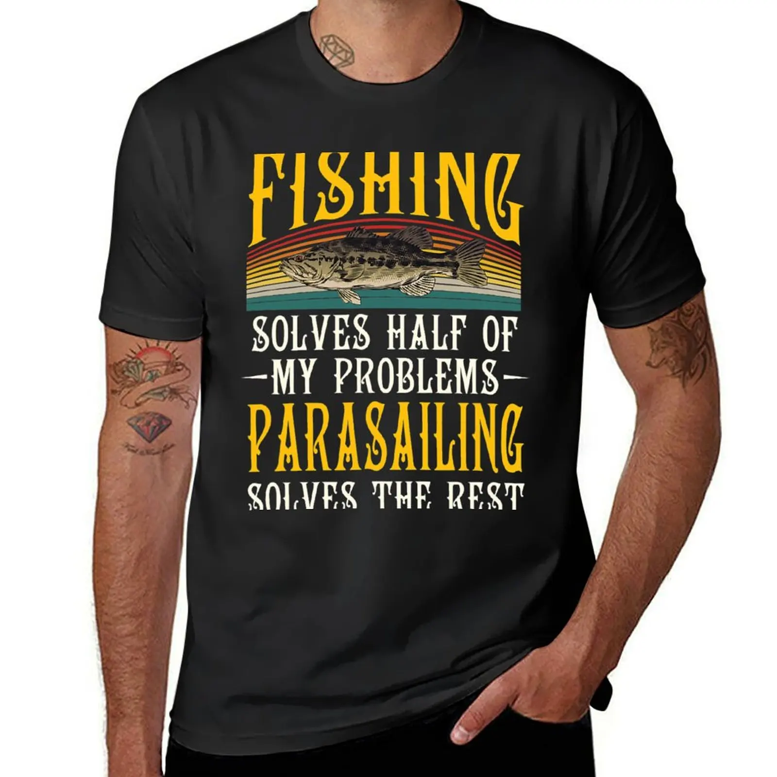 Fishing Parasailing Solves the Rest of My Problems Fishing Hobby Fisher T-Shirt hippie clothes men t shirt