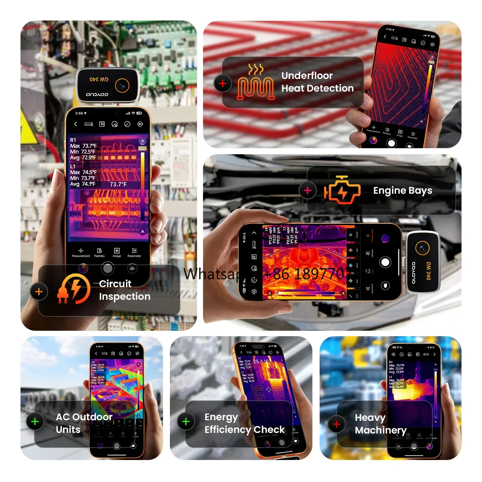Thermal Camera For Iphone 15/16/17 Series & Android, 256x192 IR Resolution Thermal Imaging Camera, Or HVAC/PCB/Automotive Imager