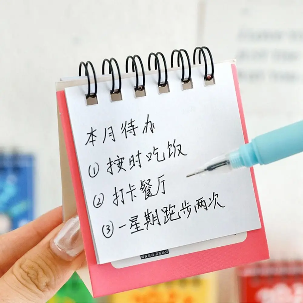 Creative Mini 2027 Desk Calendar Cartoon Schedule Mark Standing Flip Calendar Double Coil Spiral Desk Calendar for Home&Office