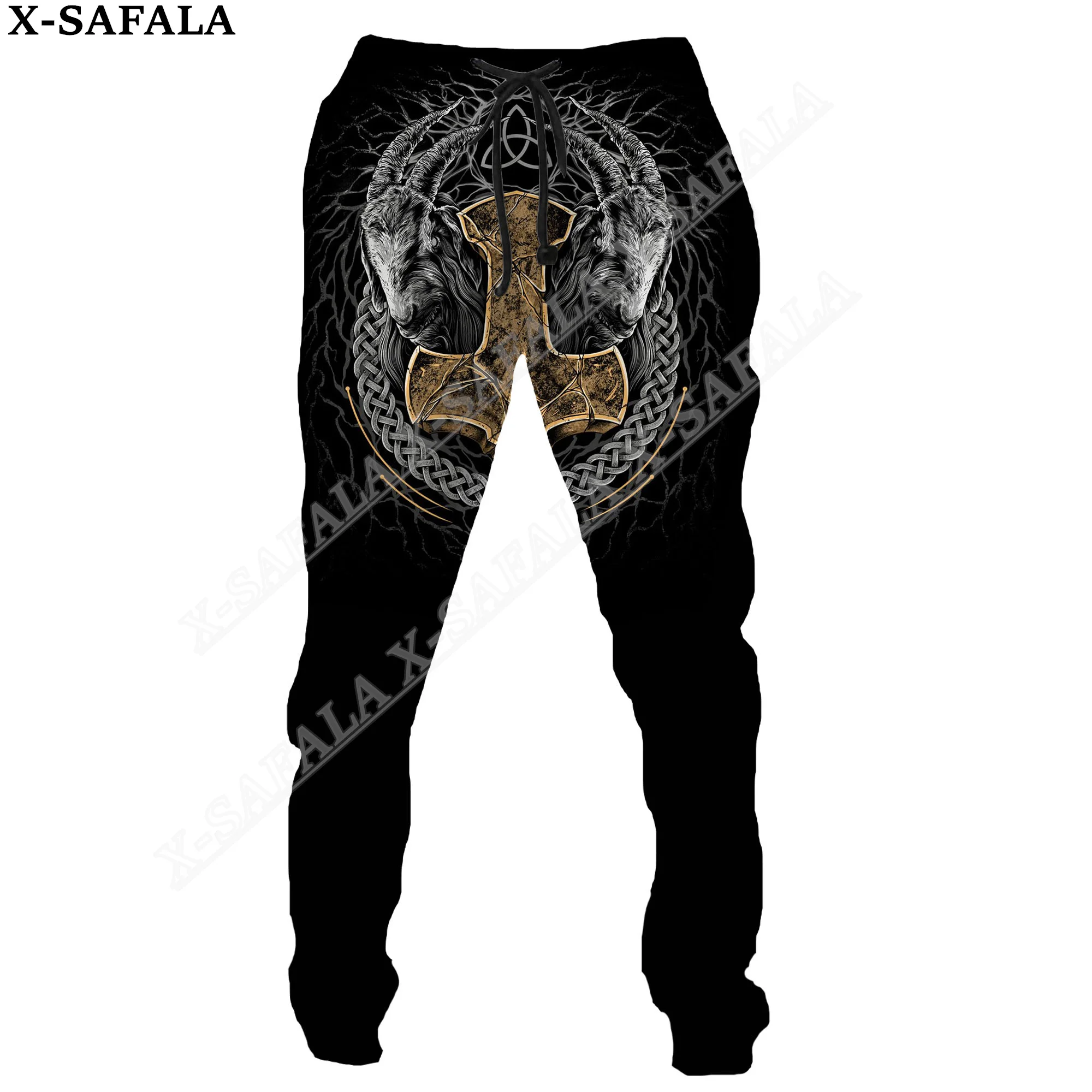 Raven Tattoo Viking Odin Tree Print Trouser Men Women Sweatpants Drawstring Long Joggers Streetwear Spring Autumn Sports Pants-5