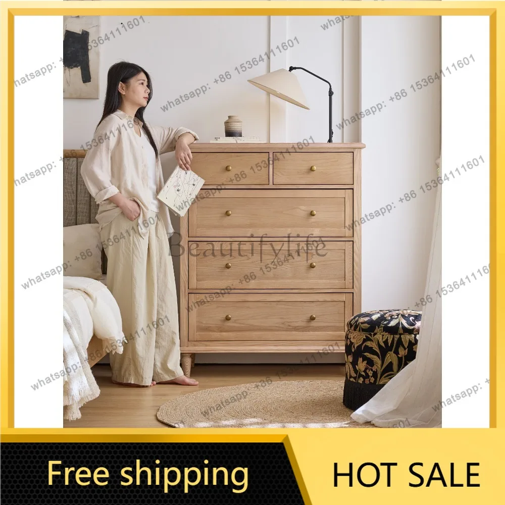 FG 2026 new solid wood French natural antique living room bedside cabinet