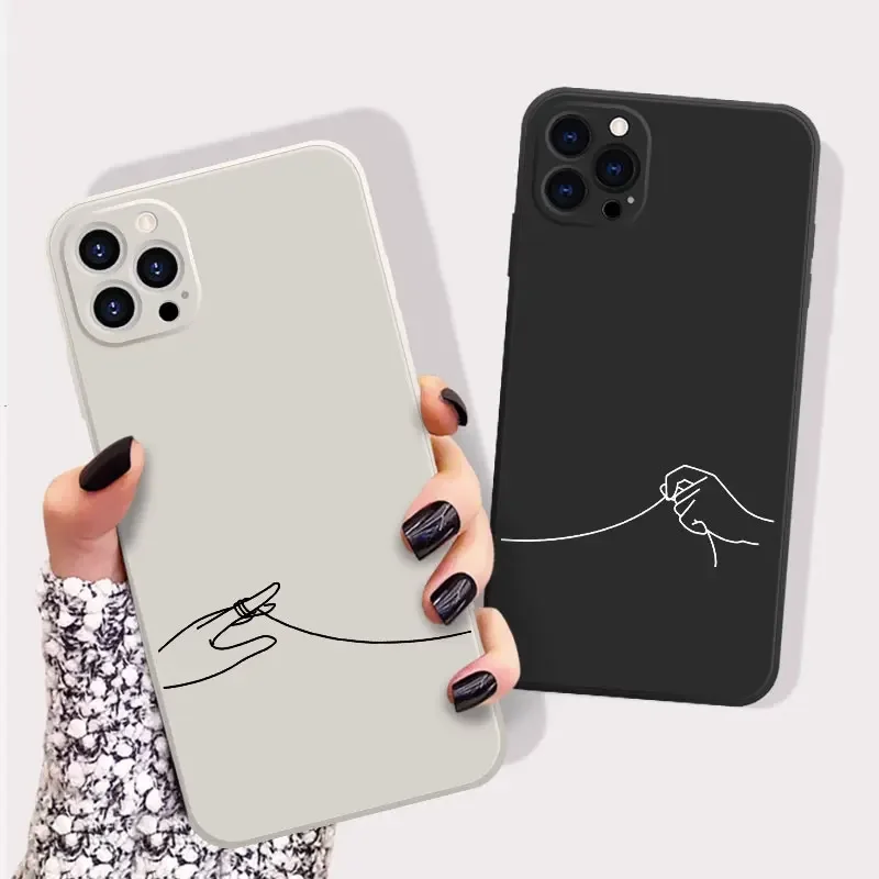 Simple Lines Lovers Couples Phone Case for IPhone 16 Pro Max 13 12 11 XS MAX X 7 8 14 15 Plus Silicone Soft Covers Paired Fundas