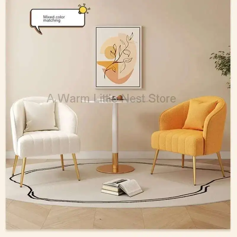 

Nordic Lamb velvet Armchair INS Cream single sofa living room corner sofa reception Design Relax Backrest bedroom vanity chair