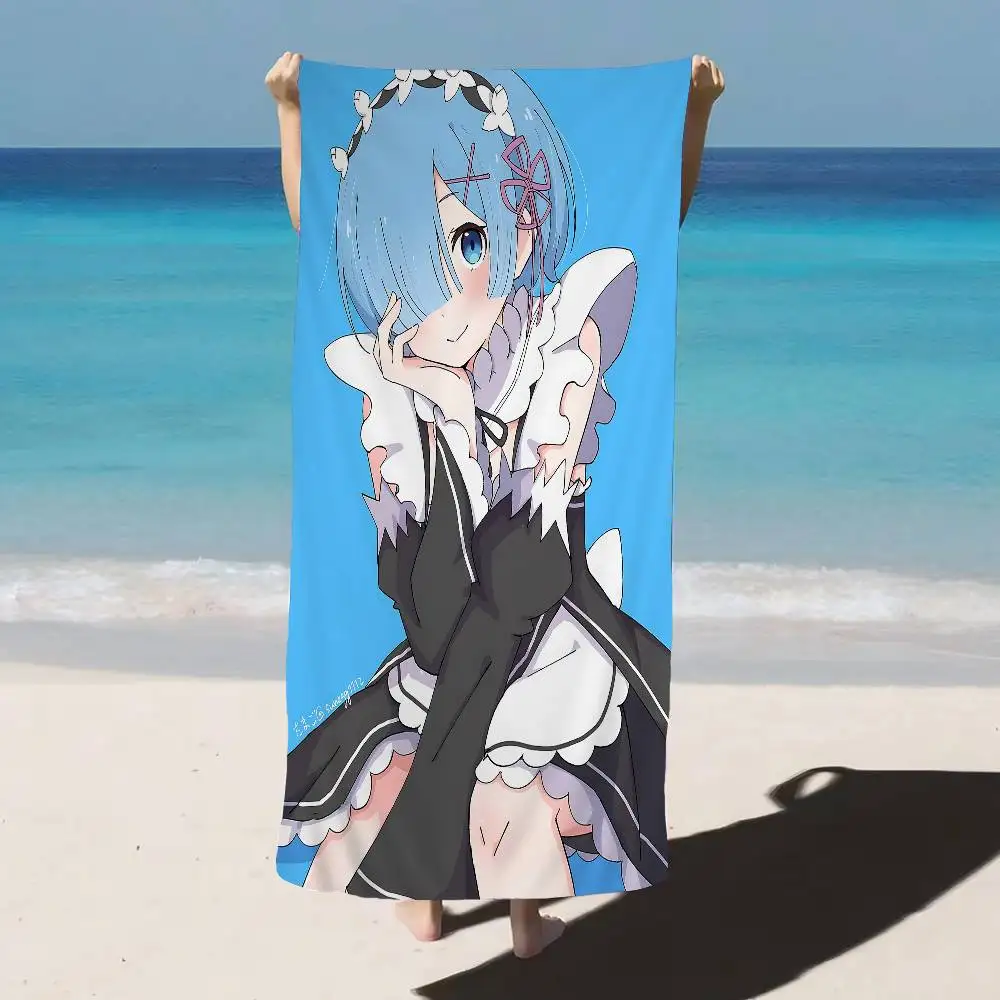 Re Zero anime Anime Beach Swimming Towel Soft Absorbent Washcloth Children's Gifts for Kids Travel Camping Gym