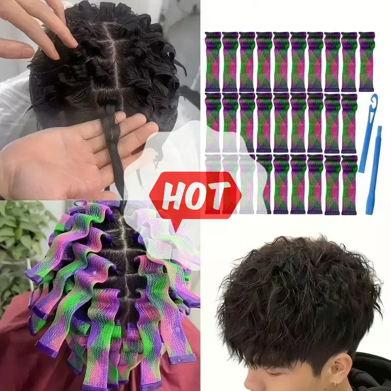 

18/28Pcs Magic Heatless Water Wave Hair Curler Texture Automatic Rolling Bar Hair Styling Wave Forming Iron Hair Texturing Tool
