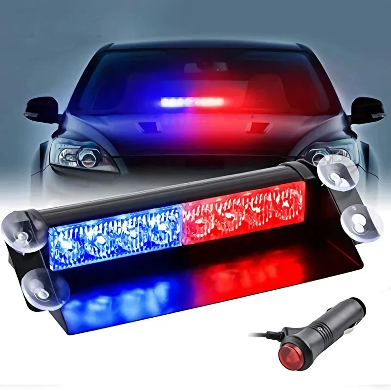 

8 LED Strobe Warning Flashing EMS Police Car Light Emergency Signal Lamp Firemen Fog 8LED Windshield Lighting Yellow Red Blue