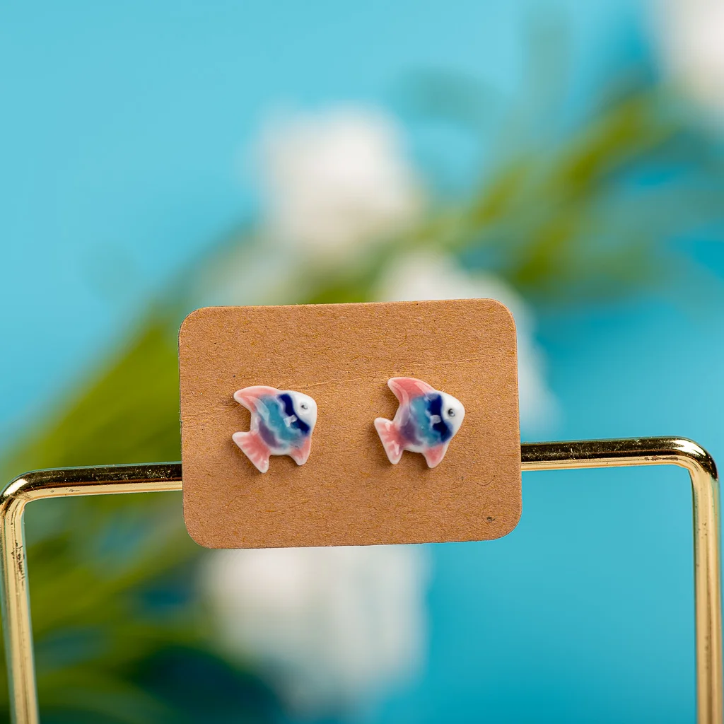 Porcelain Multicolor Ceramic Earrings Anti-allergic Cartoon cute little animal jewelry  #LY531 Набор бижутерия для женщин