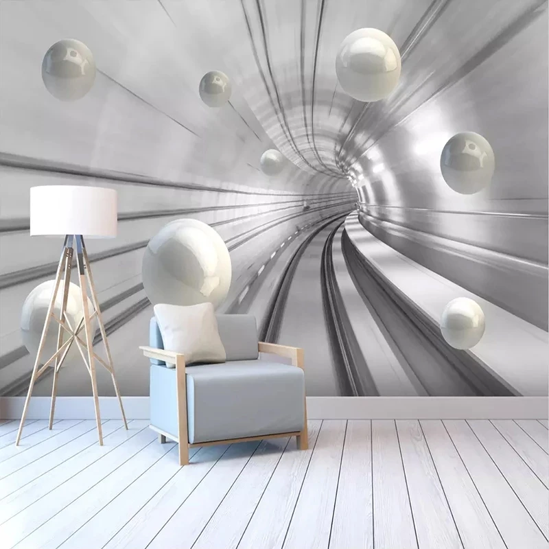 Customized Wallpaper Modern Abstract Tunnel Space Sphere 3D Mural Living room TV background wall bedroom restaurant wall fabric