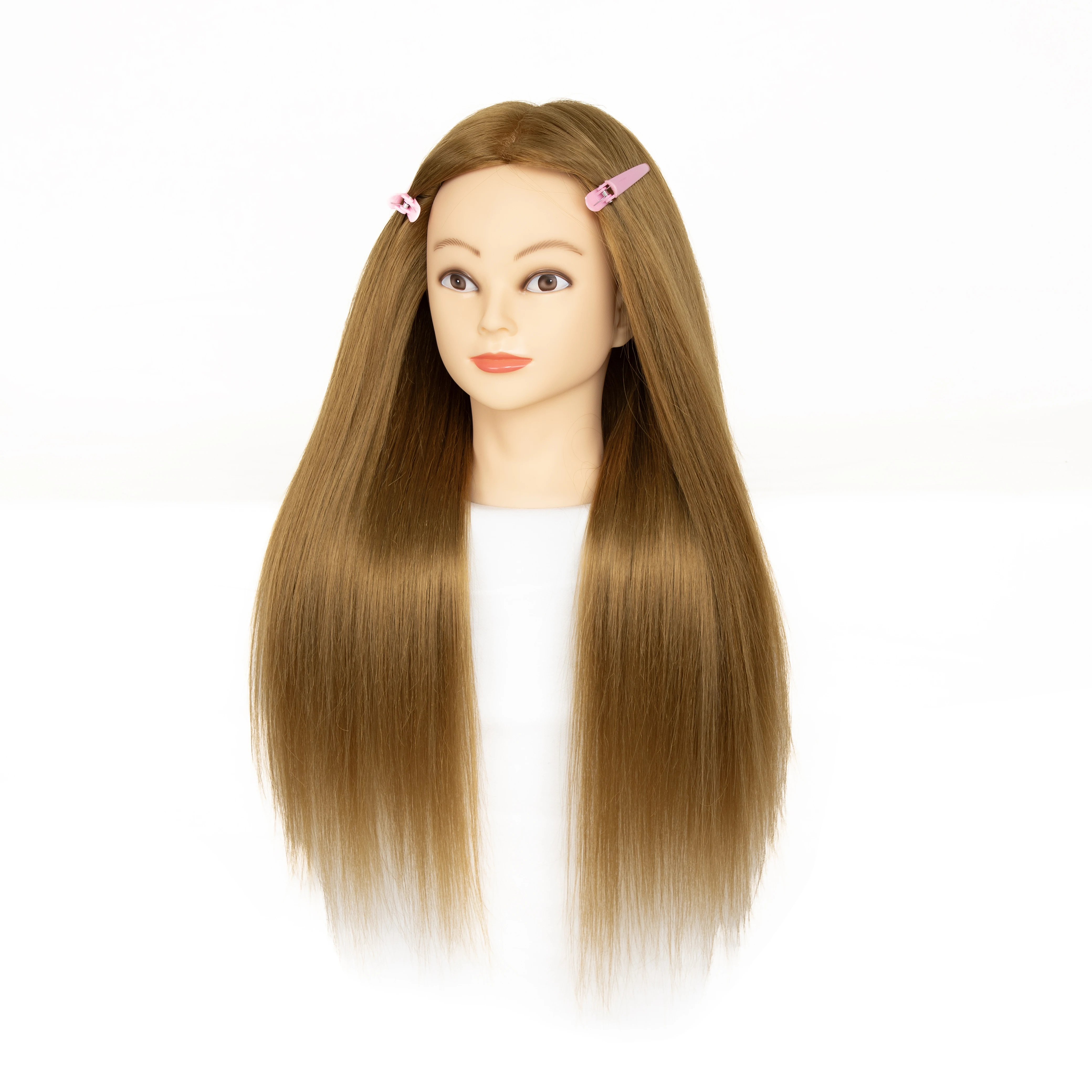 

Манекен-голова с волосами, 60% натуральные прямые волосы, 24 дюйма, светло-коричневый цвет, для тренировки плетения кос и укладки волос