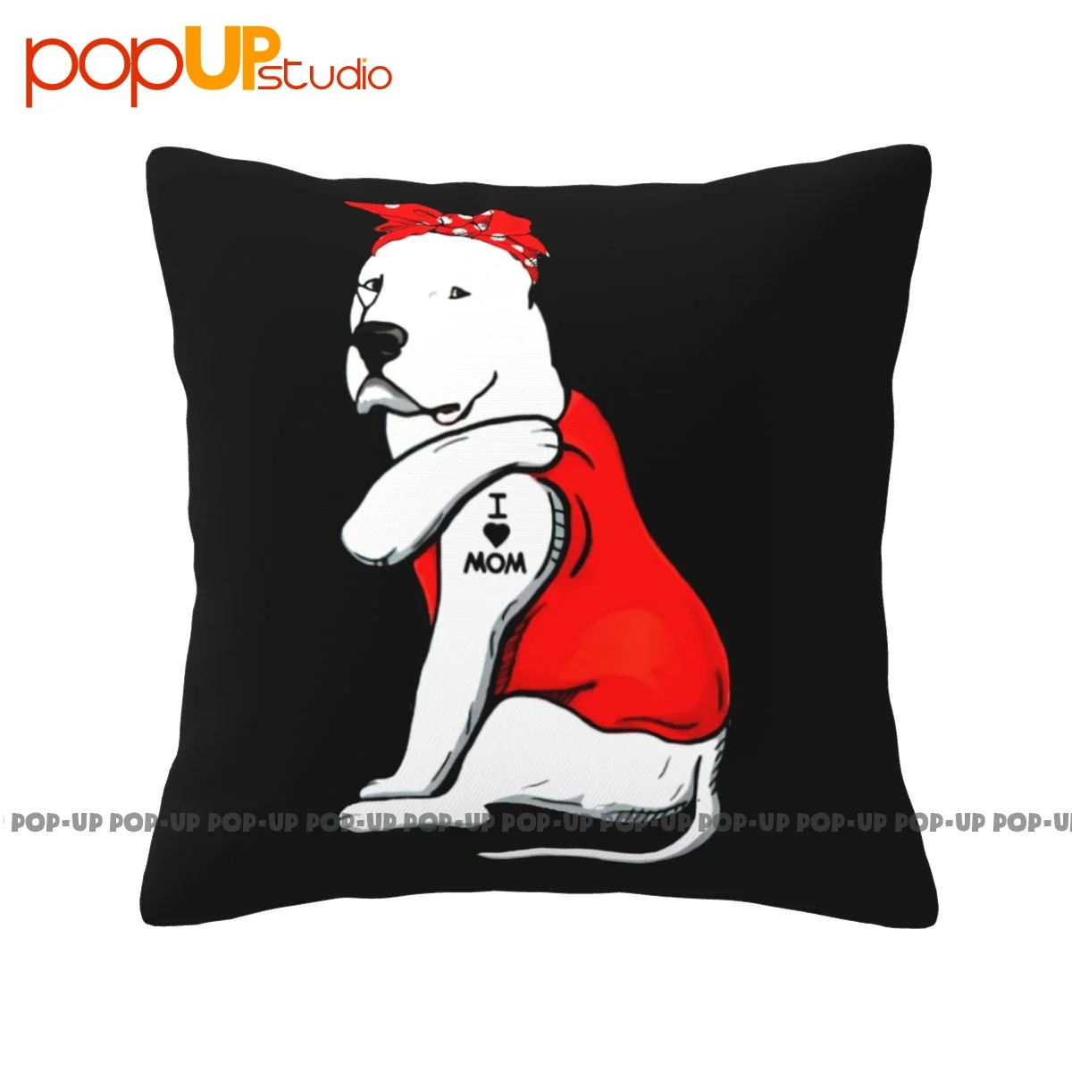 Soft Dogo Argentino Dog Tattoo I Love Mom Pillowcase Throw Pillow Cover Creative Breathable Brief Style