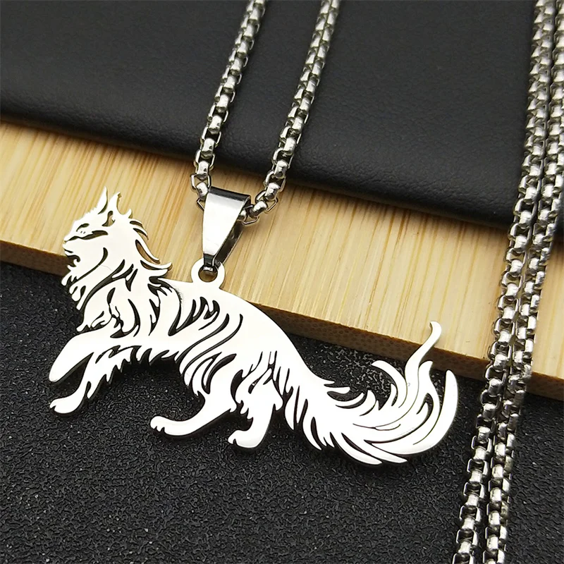 Cute Fashion Female Animal Cat Pet Necklace Stainless Steel Cat Pendant Necklace Jewelry collar aceroinoxidable mujer N2101S01
