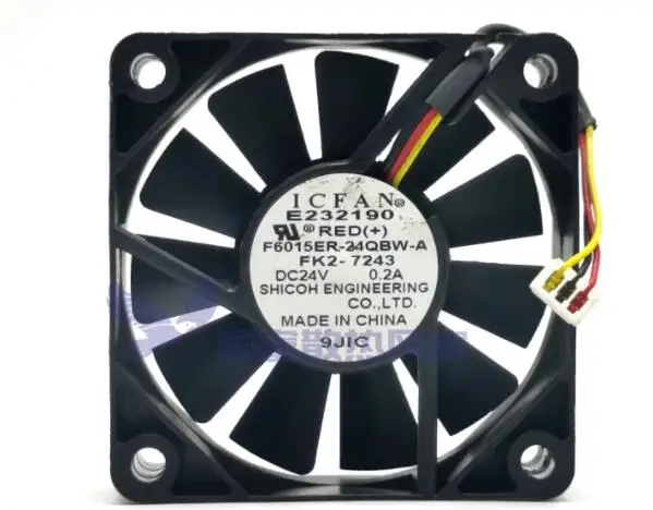 ICFAN F6015ER-24QBW-A DC 24V 0.2A 60x60x15mm 3-Wire Server Cooling Fan