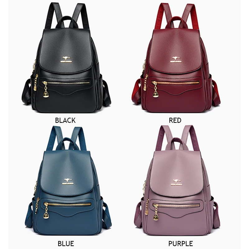 Fashion Backpack Women Soft Leather Rucksacks Ladies Shoulder Bags Designer Travel Bag Large School Bags for Girls Bagpack