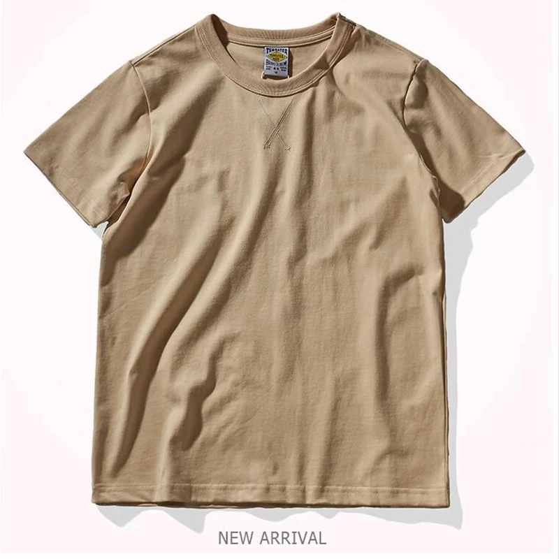 Heavyweight cotton short-sleeved T-shirt round collar loose men\'s solid color base shirt spring summer 2023 new style