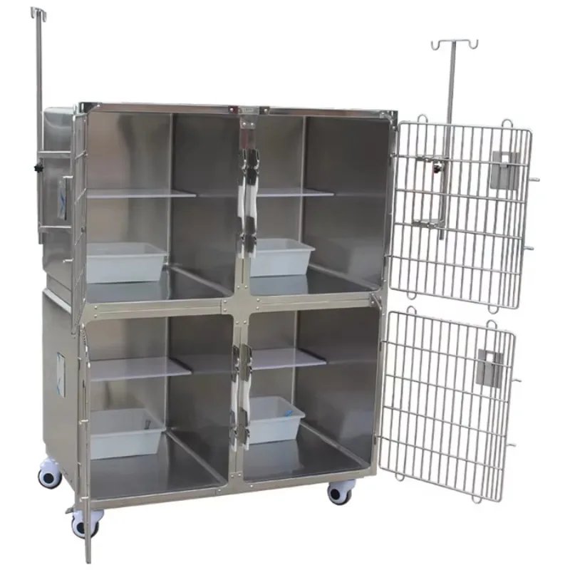 Stainless Steel Veterinary Cat Hospital Boarding Cages CE Certification Separate Spaces 2-year Warranty For Clinics Hospitals