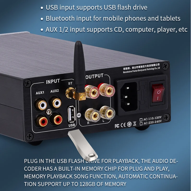 BRZHIFI 고출력 SUPAMP-3886 BT 5.3 디지털 오디오 앰프 홈 사운드 리시버 및 앰프