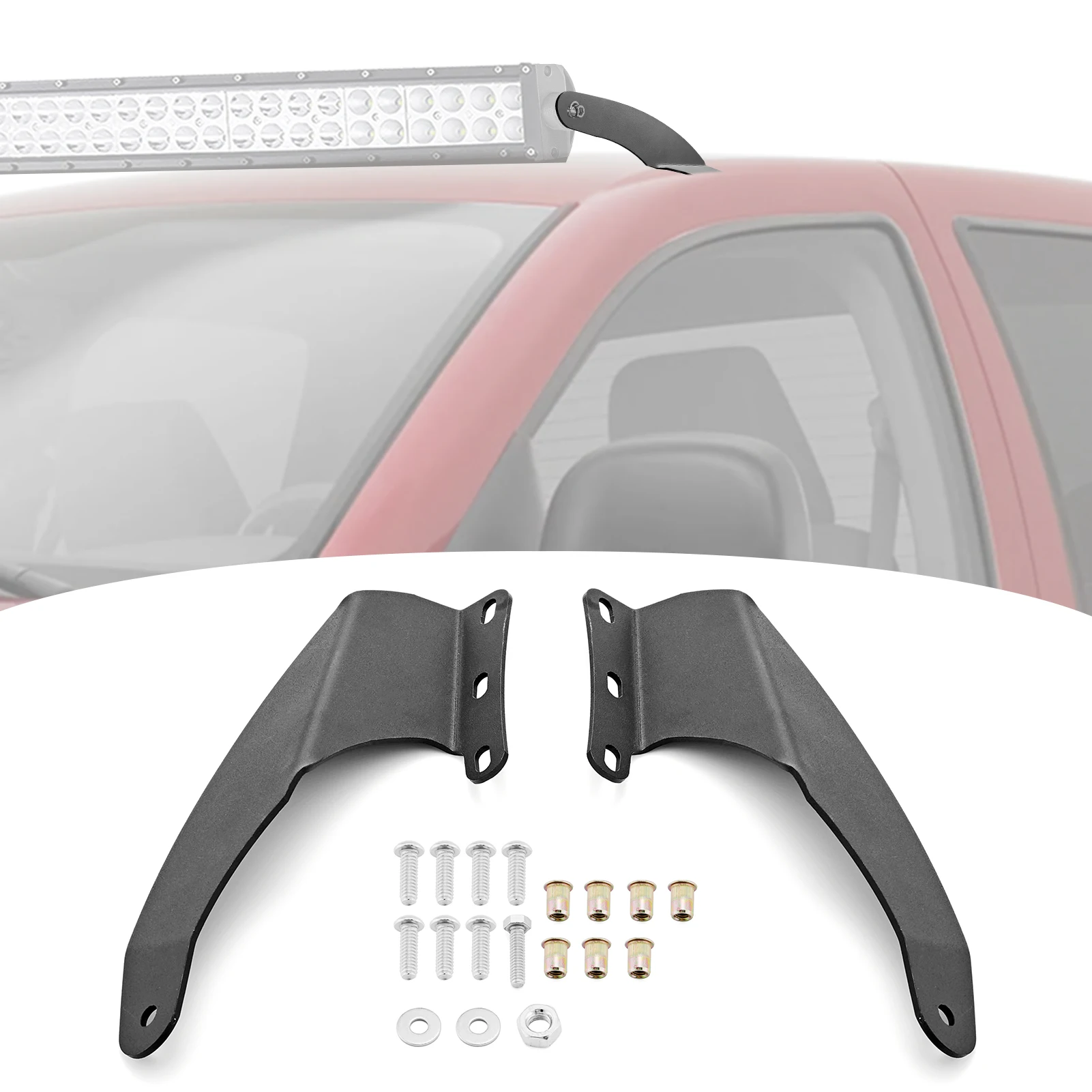 

For Dodge Ram1500 2500 3500 2002-2009 Car 52 Inches Curved LED Light Bar Upper Windshield Roof Mounting Brackets Accessories
