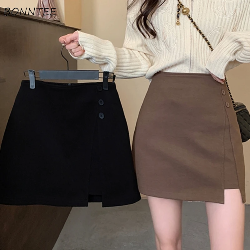 Skirts Women Design Korean Style All-match Lady Elegant Spring High Waist Slim Soft Streetwear Daily Retro Leisure  Faldas