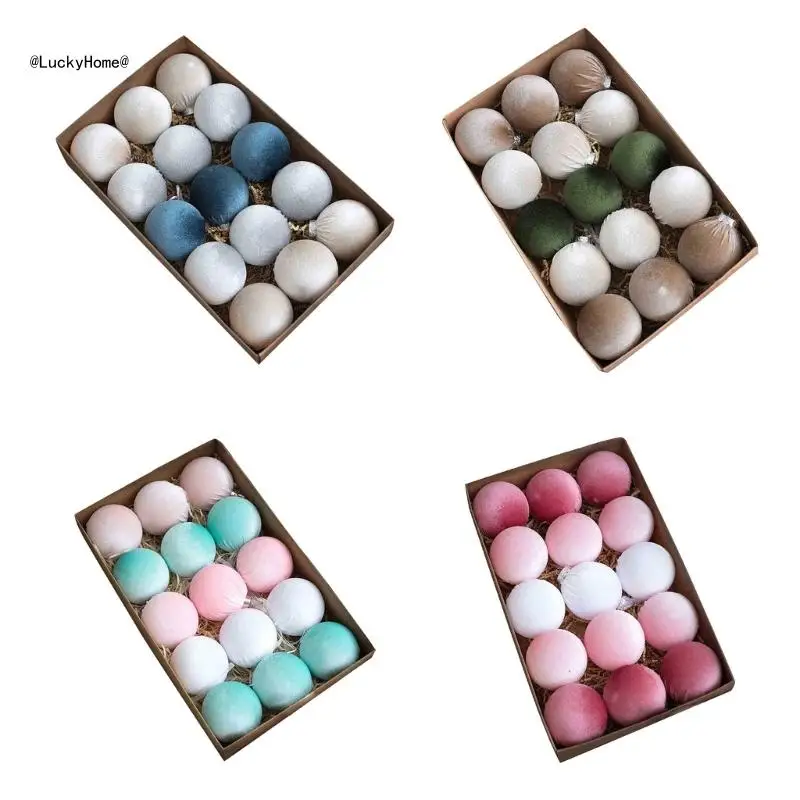 

15 Pieces Plush Christmas Tree Decorations for Indoor Use Velvets Fabric Baubles 11UA