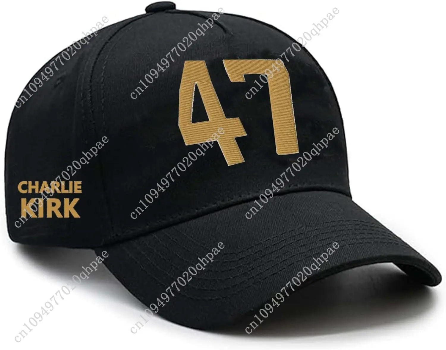 

Charlie Kirk Hat Gold Embroidery USA 47 Baseball Cap for Men Women Republican Gift Hats Black