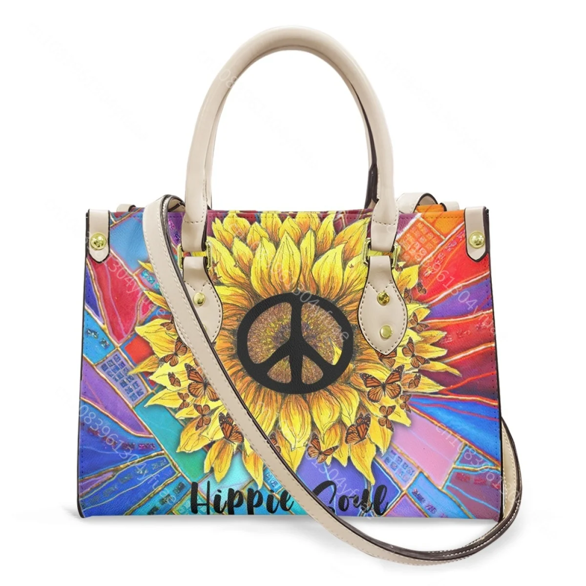 Borsa da donna di Turki tendenza Hippie Peace and Love Pattern borsa da donna per borse a tracolla in pelle PU di Design di marc