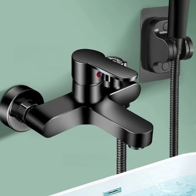 

Chrome Brass Basin Faucets Wall Mounted Hot and Cold Water Dual Spout Mixer Tap Bathroom Splitter Bath Shower Faucet