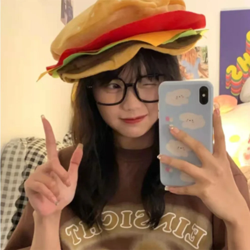 Creative Funny Fast Food Fancy Hat Clothing Accessories Dress Up Hamburger Hat Cospaly Costume Food Beret Halloween