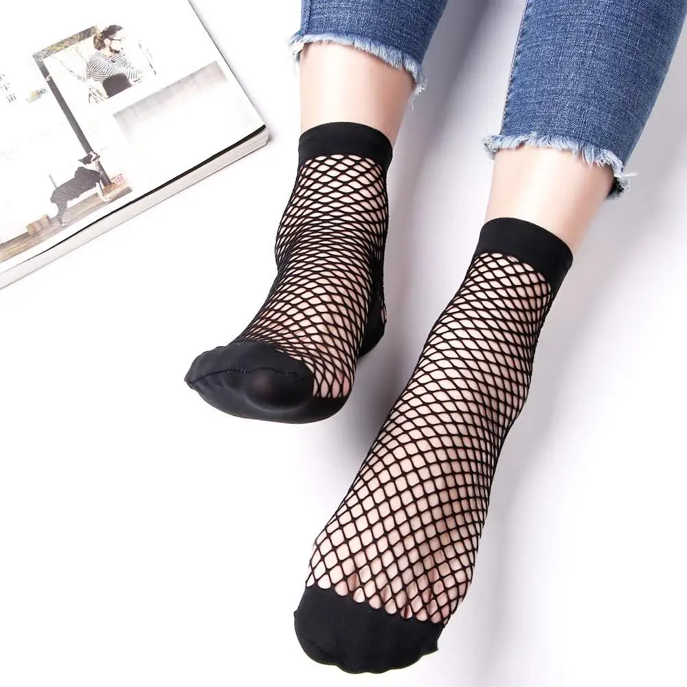 Ruffle Lady Sexy Hollow Out Lace Breathable Fishnet Socks Ankle Socks Mesh Net Socks Short Socks