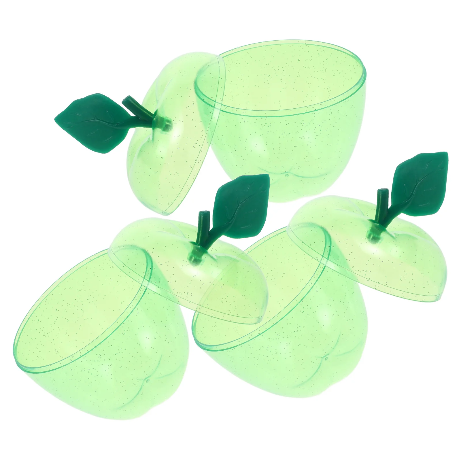 

3Pcs Christmas Apple Plastic Candy Jar Lid Storage Container Transparent Dried Fruit Cookie Holder Kitchen