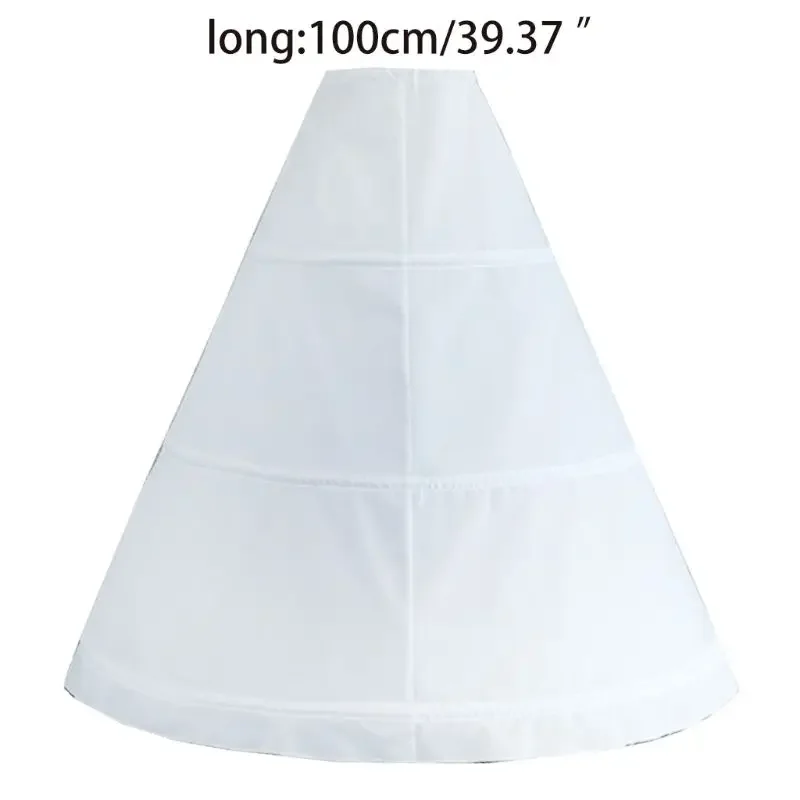 Womens Adjustable Waist 3 Hoop A-Line Wedding Bridal Petticoat Crinoline Single Layer White Ball Gown Half Slip Underskirt