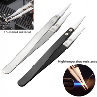 Stainless Steel Ceramic Tip Tweezers Antimagnetic High Temperature Resistant Non-Conductive Tip Hand Tool Phone and Watch Repair